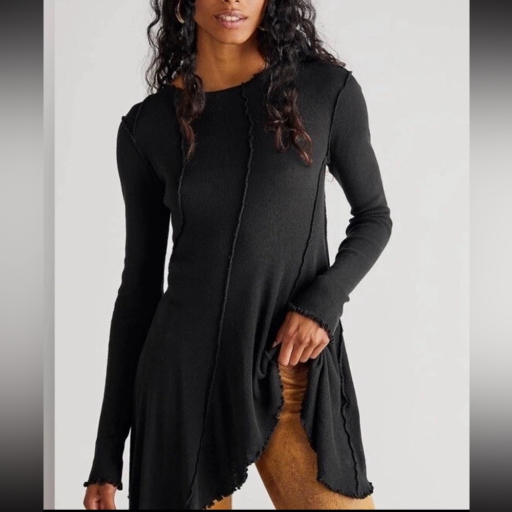 Free People Full Swing Oversized Tunic NEW Size Small in Black Boho